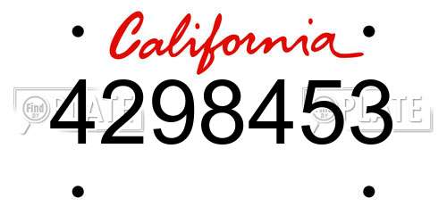 4298453 California License Plate