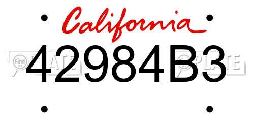 42984B3 California License Plate