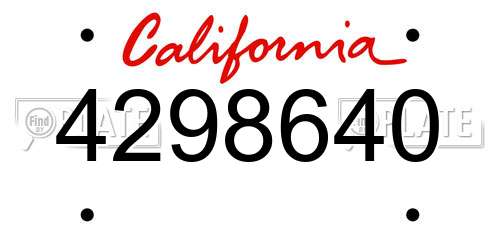 4298640 California License Plate
