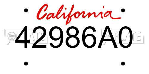 42986A0 California License Plate
