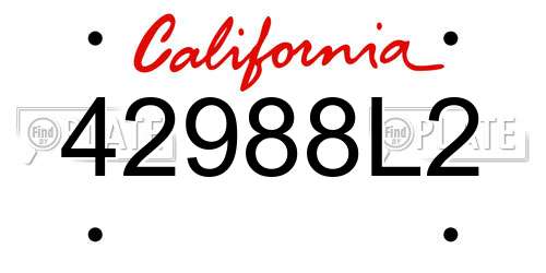 42988L2 California License Plate