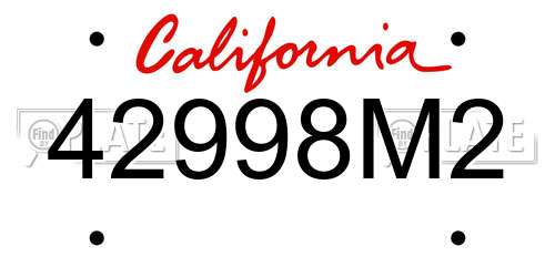 42998M2 California License Plate