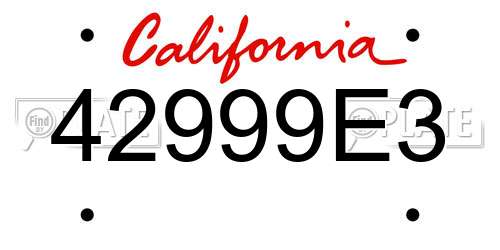 42999E3 California License Plate