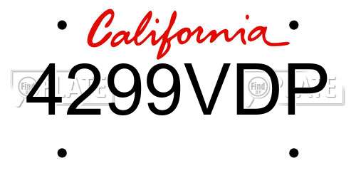 4299VDP California License Plate
