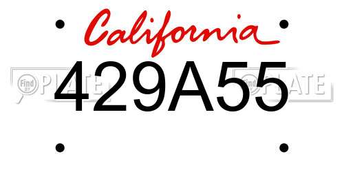 429A55 California License Plate