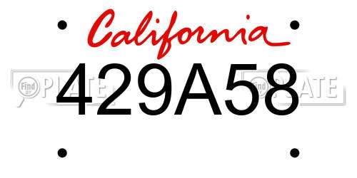 429A58 California License Plate