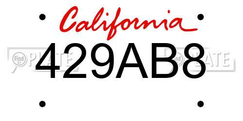 429AB8 California License Plate