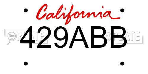 429ABB California License Plate