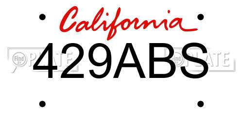 429ABS California License Plate