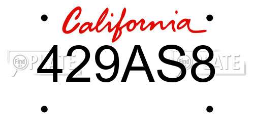 429AS8 California License Plate