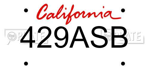 429ASB California License Plate
