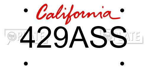 429ASS California License Plate