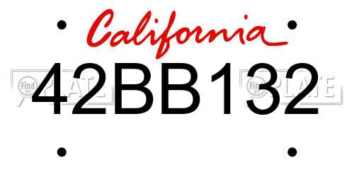 42BB132 California License Plate