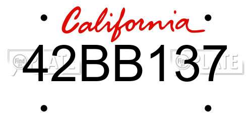 42BB137 California License Plate