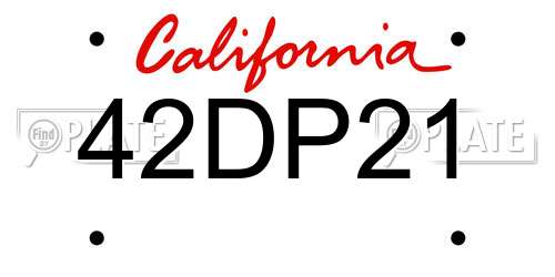 42DP21 California License Plate