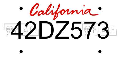 42DZ573 California License Plate