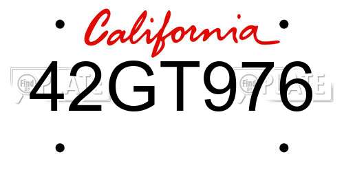 42GT976 California License Plate