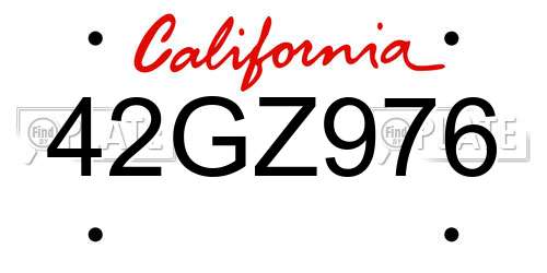 42GZ976 California License Plate