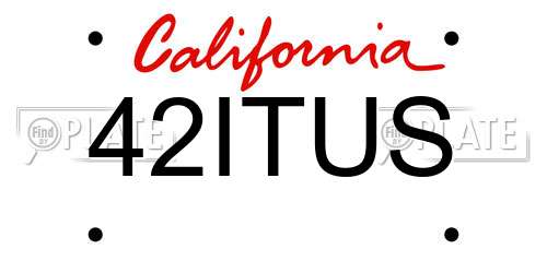 42ITUS California License Plate