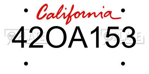 42OA153 California License Plate