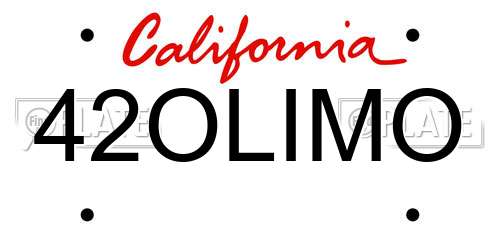 42OLIMO California License Plate