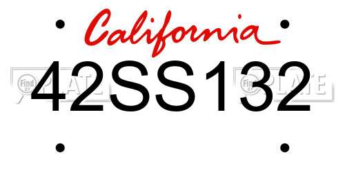 42SS132 California License Plate