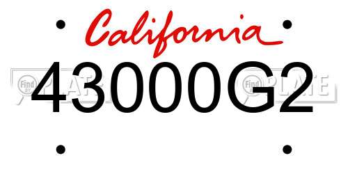 43000G2 California License Plate