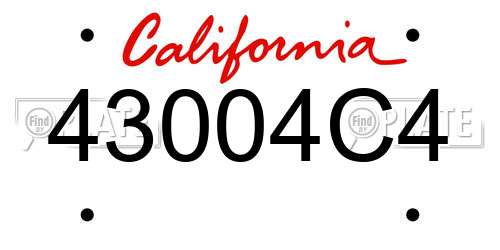 43004C4 California License Plate
