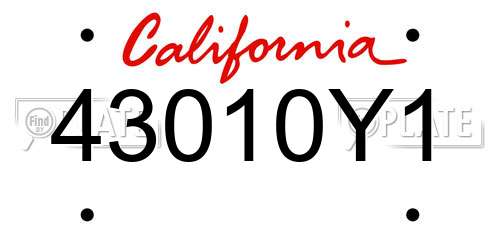 43010Y1 California License Plate