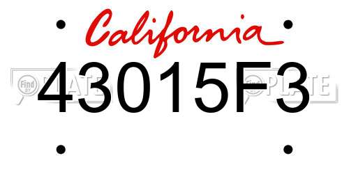 43015F3 California License Plate