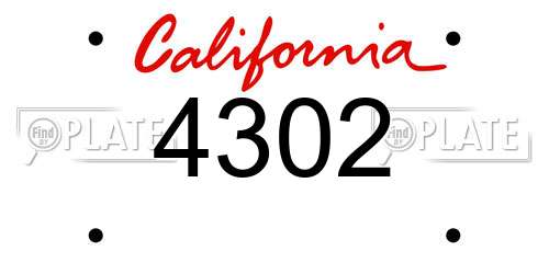 4302 California License Plate