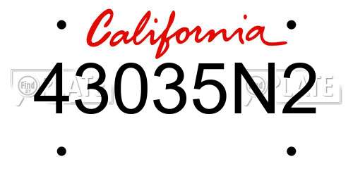 43035N2 California License Plate