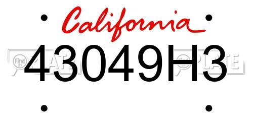 43049H3 California License Plate