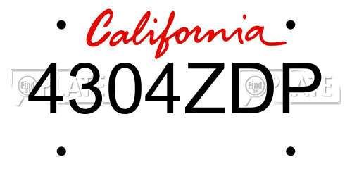 4304ZDP California License Plate