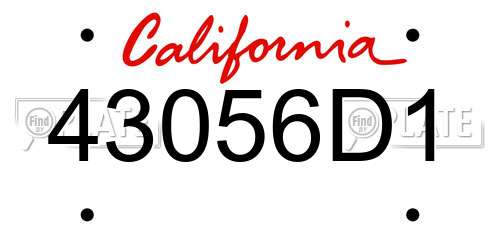 43056D1 California License Plate