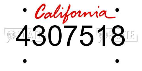 4307518 California License Plate
