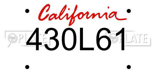430L61 California License Plate