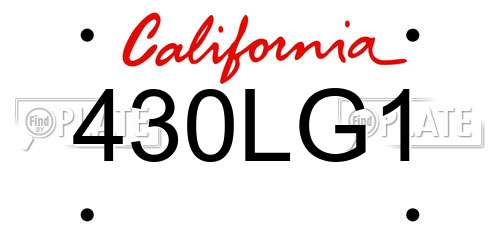 430LG1 California License Plate