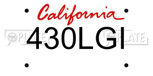 430LGI California License Plate