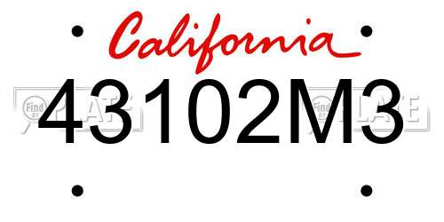 43102M3 California License Plate
