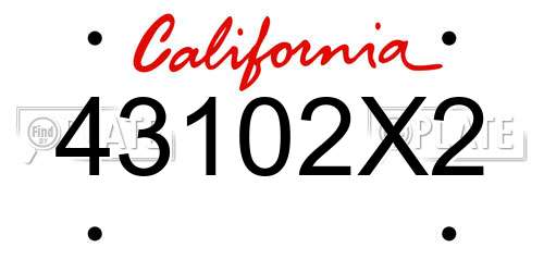 43102X2 California License Plate