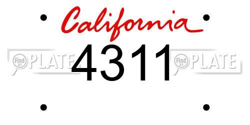4311 California License Plate