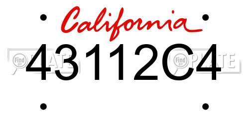 43112C4 California License Plate