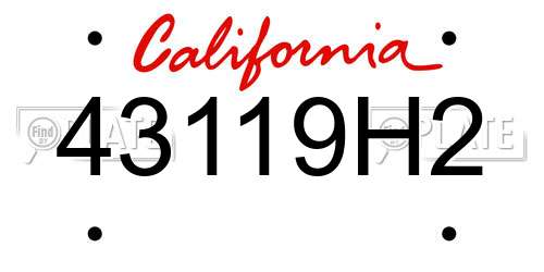 43119H2 California License Plate