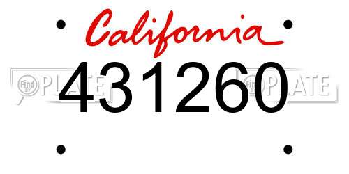 431260 California License Plate