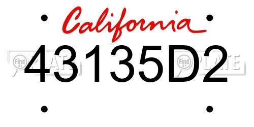 43135D2 California License Plate
