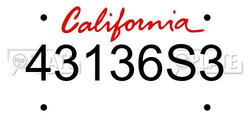 43136S3 California License Plate