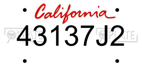 43137J2 California License Plate