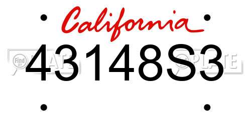 43148S3 California License Plate
