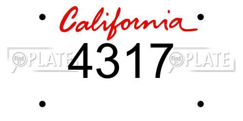 4317 California License Plate
